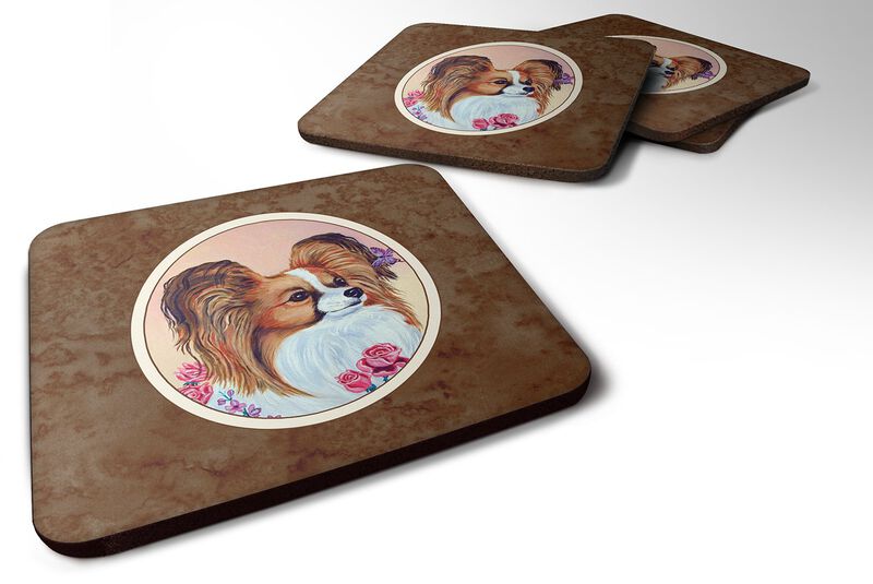 Caroline's Treasures 7237FC Papillon Foam Coasters (Set of 4), 3.5, Multicolor image number 0