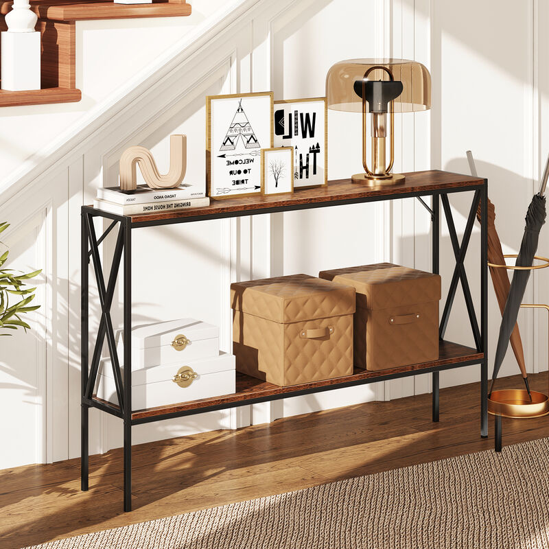 Compact Narrow Console Table with 2-Tier Storage – Entryway or Living Room Furniture
