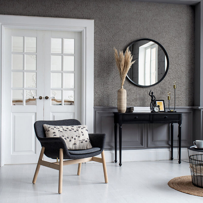 Leland Charcoal Woven Wallpaper image number 4