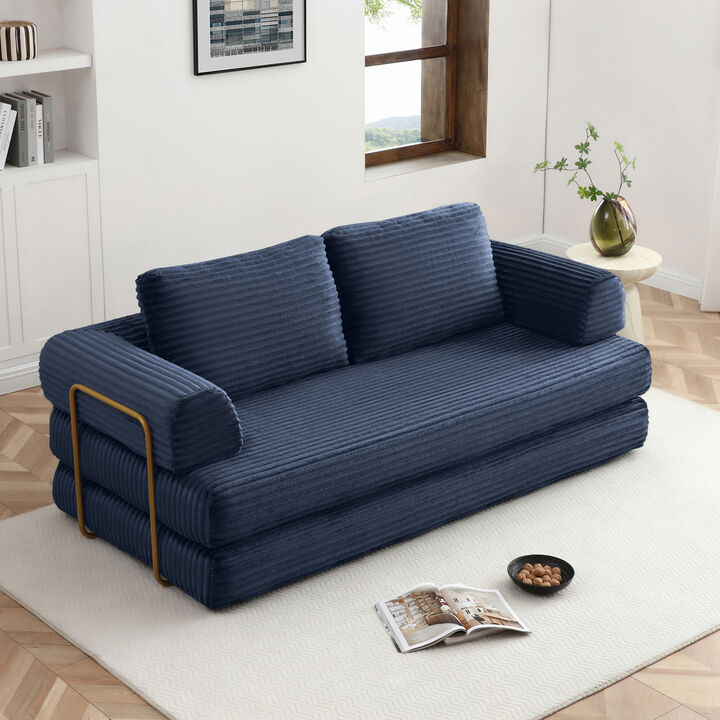 Merax Convertible Sofa Bed, Folding Floor Couch Corduroy Fold Out Couch