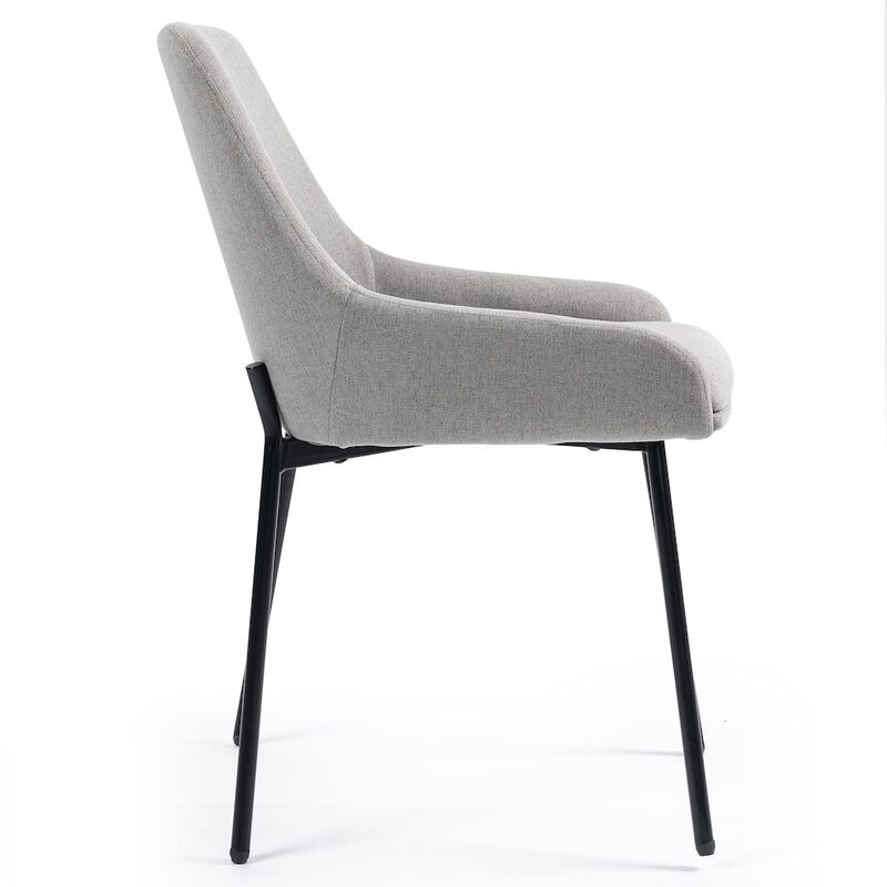Glamour Home Set of 2 Banner Gray Fabric Dining Chair with Iron Legs