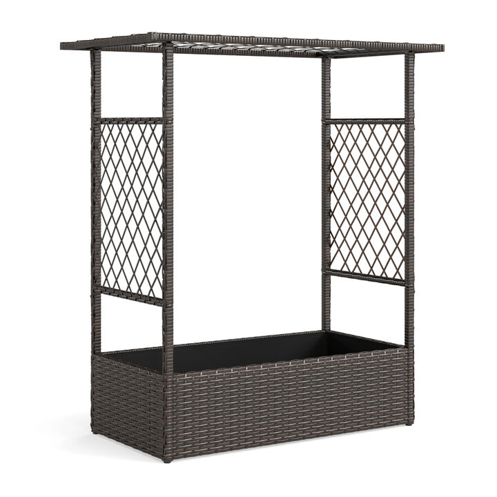 Outdoor Raised Garden Bed with Hanging Roof and Dual Trellises