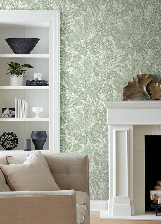 Brentwood Green Palm Leaves Wallpaper