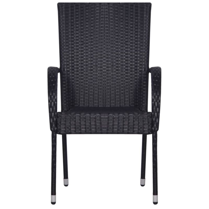 vidaXL Stackable Outdoor Chairs 2 pcs Poly Rattan Black
