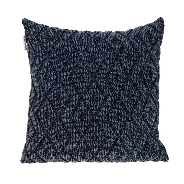 18" Blue Transitional Diamond Patterned Throw Pillow