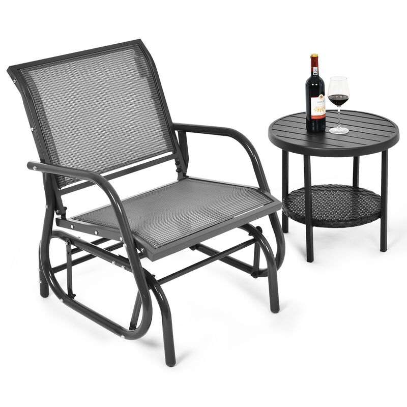 Heavy-Duty Outdoor Glider Chair &ndash; Rocking Swing Seat with Armrest for One