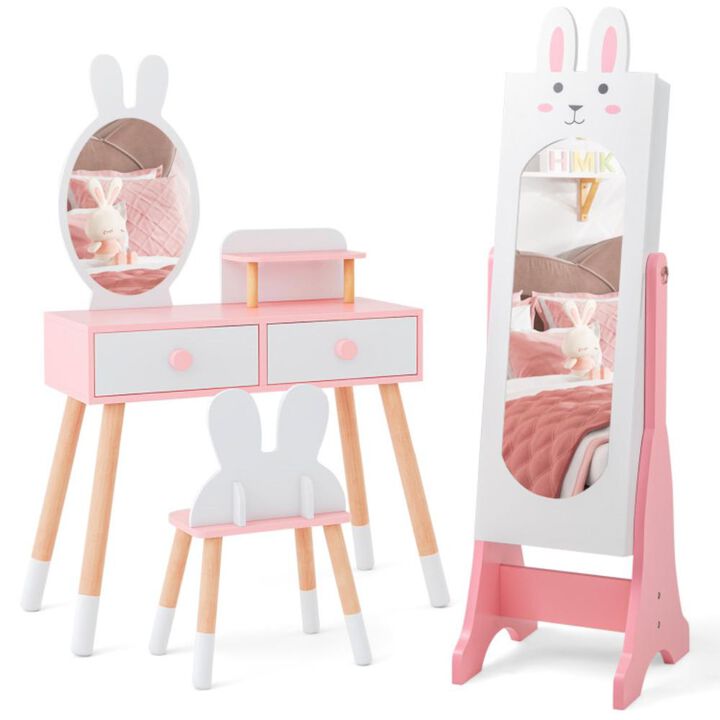Hivvago Kids Room Furniture Set with Princess Vanity Table and Chair