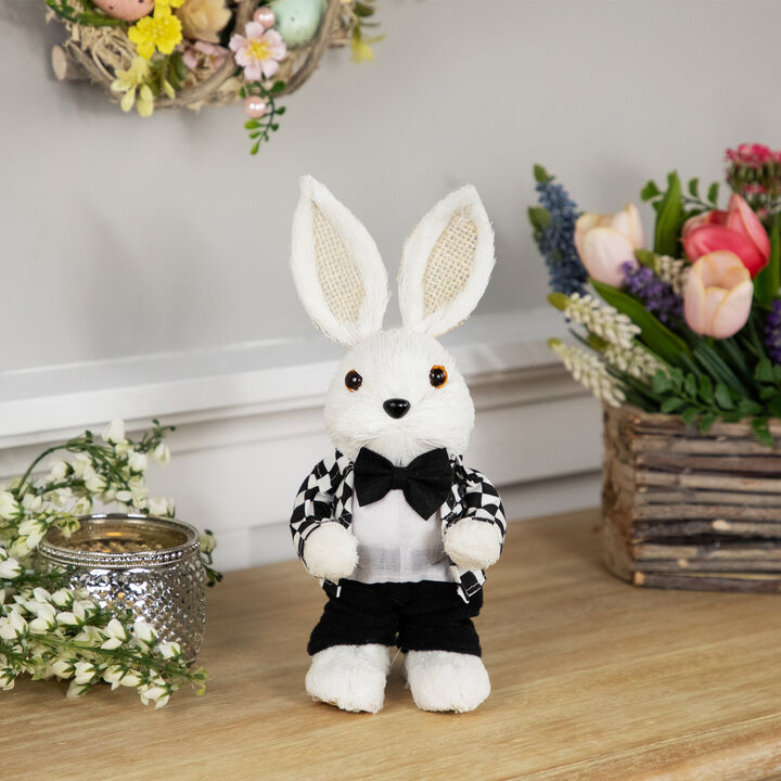 Boy Easter Rabbit Figurine in Checkered Jacket - 10"