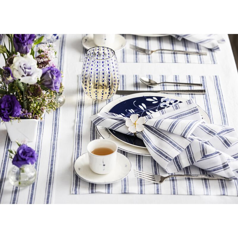 Solino Home 100% Pure Linen Placemats 14 x 19 Inch Set of 4 - Capri Ticking Stripe
