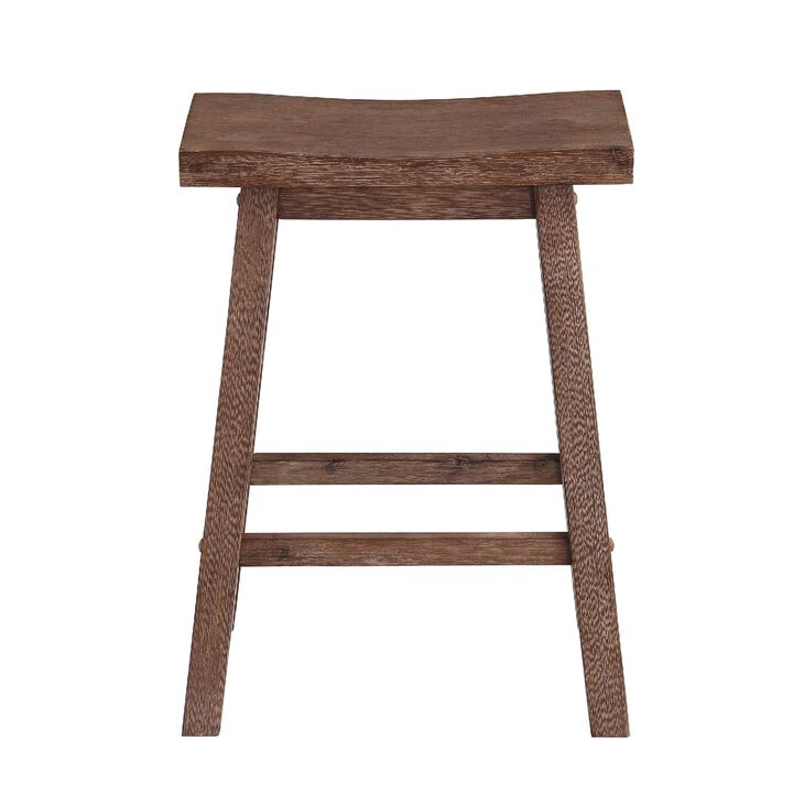 Wooden Frame Saddle Seat Counter Height Stool with Angled Legs, Gray