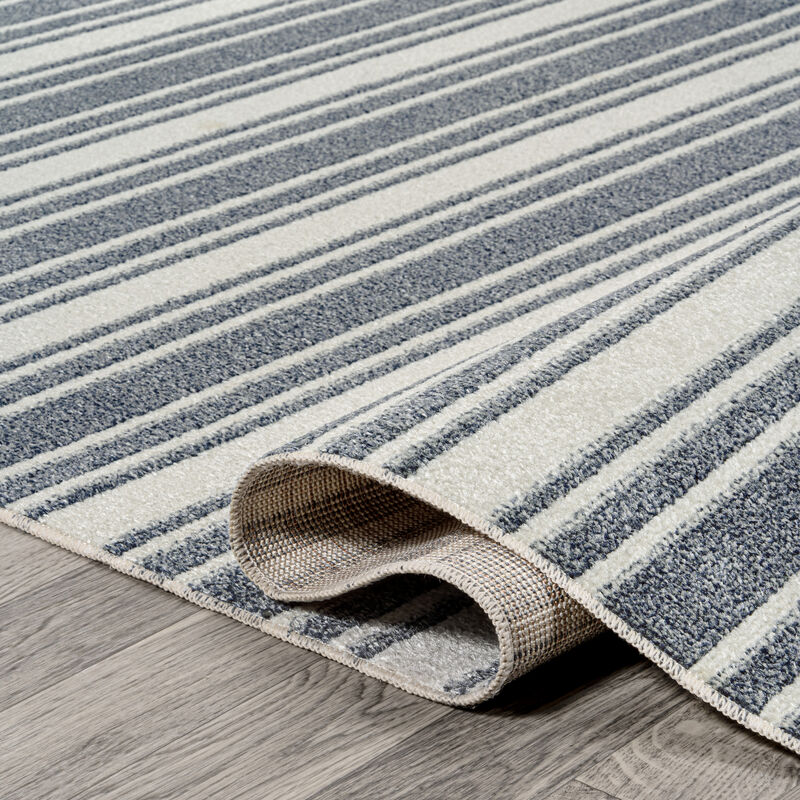 Fawning Two-Tone Striped Classic Low-Pile Machine-Washable Area Rug
