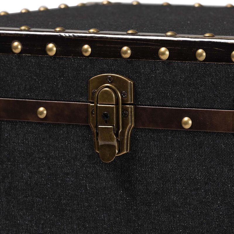 Baxton Studio Laura Vintage Black Canvas Lift Top Trunk End Table