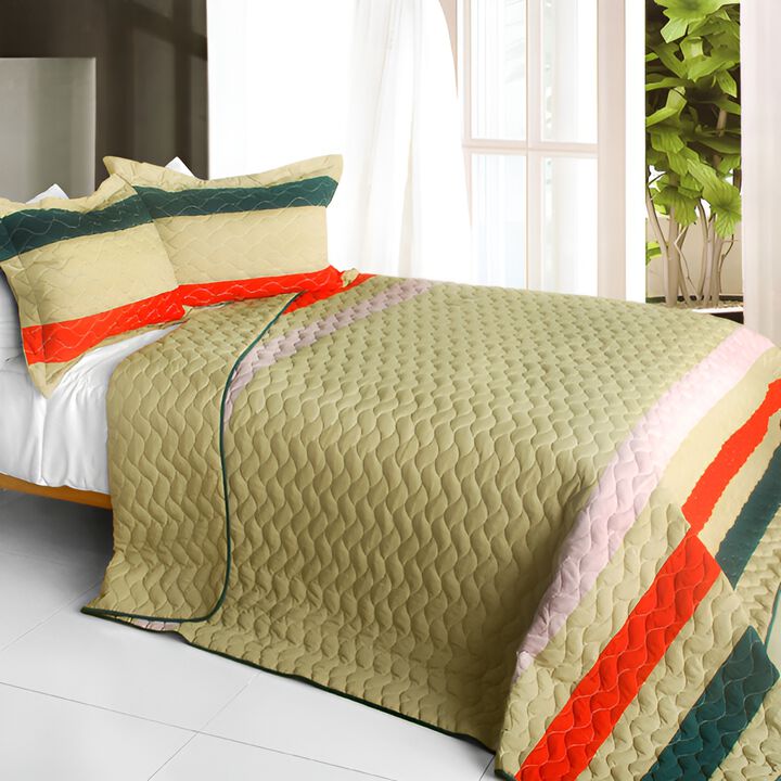 3-Piece Patchwork Quilt Set with Matching Pillow Shams