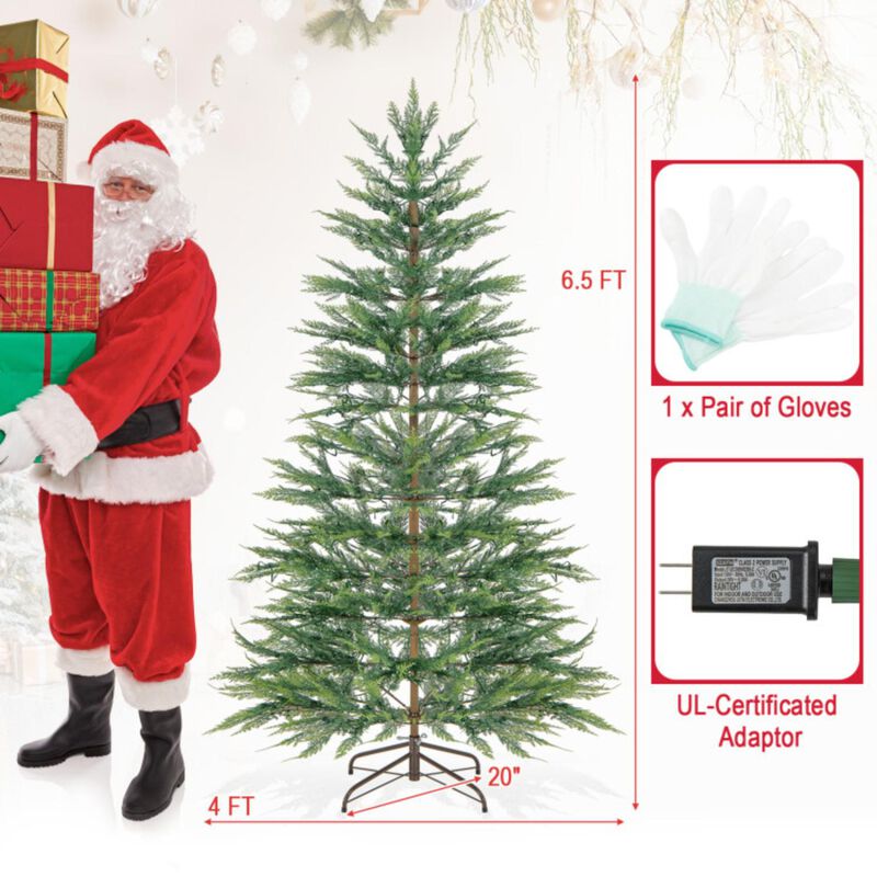 Hivvago 6.5/7.5 Feet Artificial Cypress Christmas Tree Pre-lit Hinged