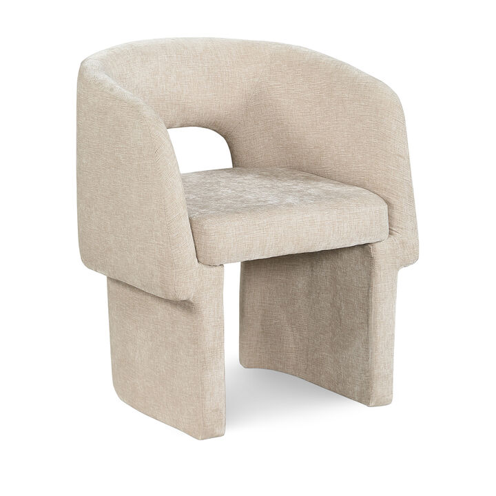 Meridian Furniture Emmet Beige Chenille Fabric Dining Chair / Accent Chair