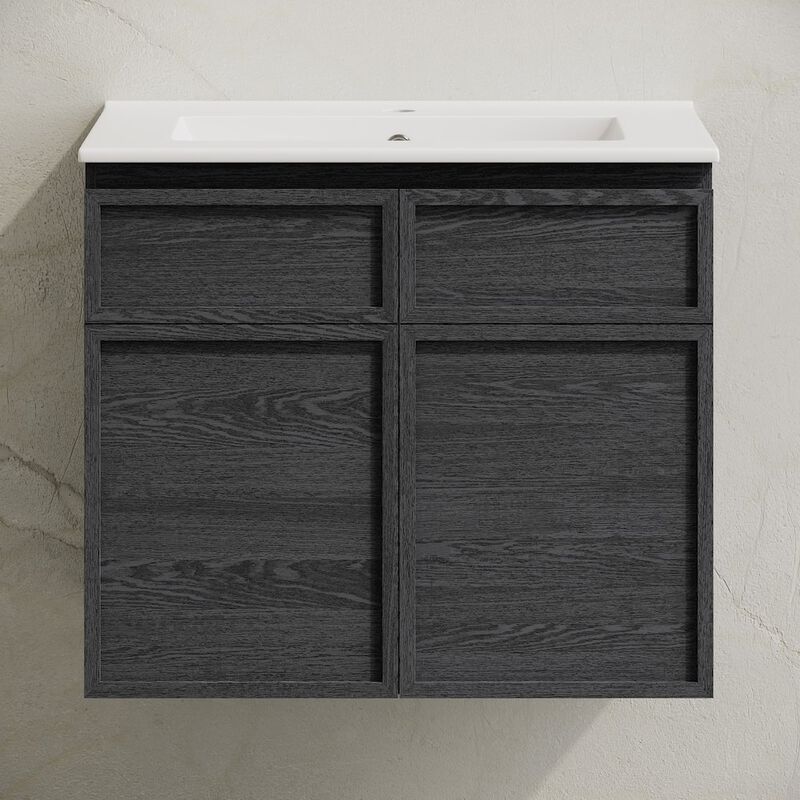 St. Tropez 24" Wall-Mounted Bathroom Vanity in Black Oak with Sink Top image number 5