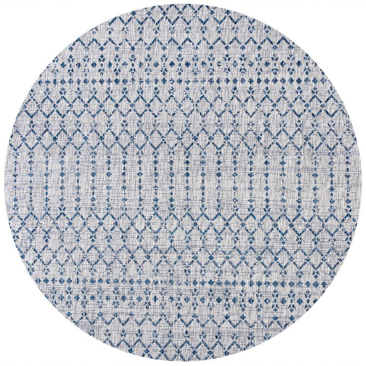 Ourika Moroccan Geometric Textured Weave Round Indoor/Outdoor Area Rug