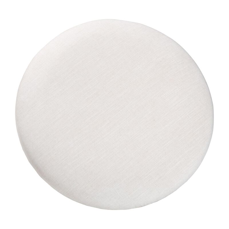 Baxton Studio Fumiye Cocktail Ottoman - Modern Rustic Accent Stool with Hand-Forged Metal Frame and Upholstered Seat for Living Room or Sitting Room, Round 30" image number 2