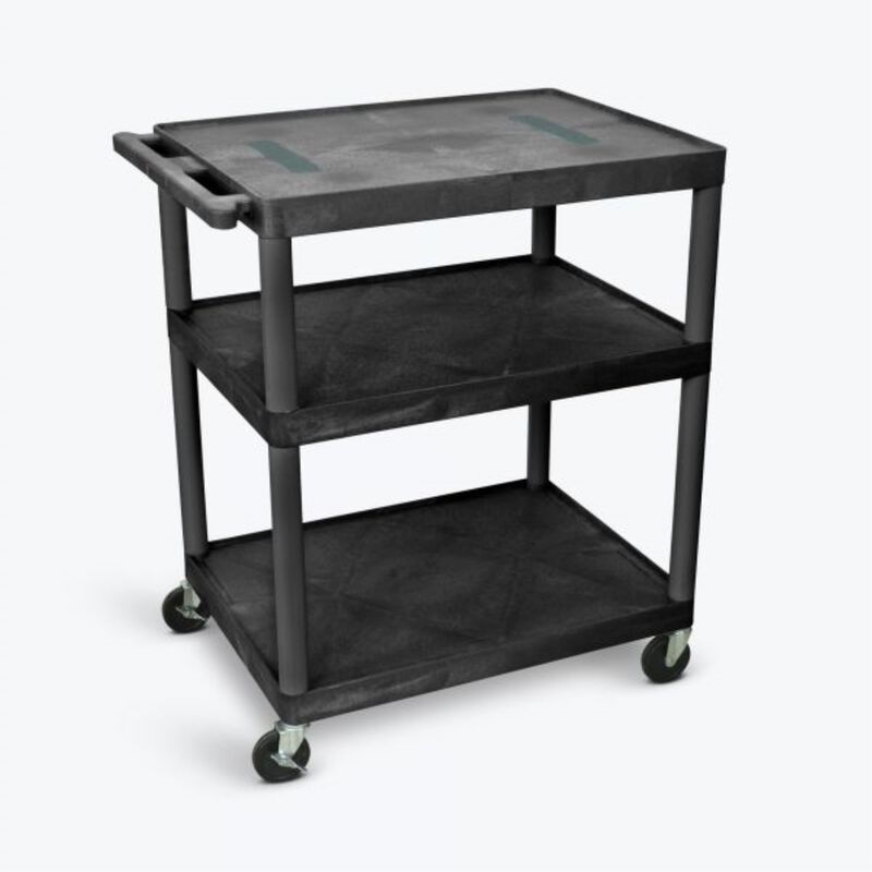 Luxor Black Endura Cart W/ 3 Shelves