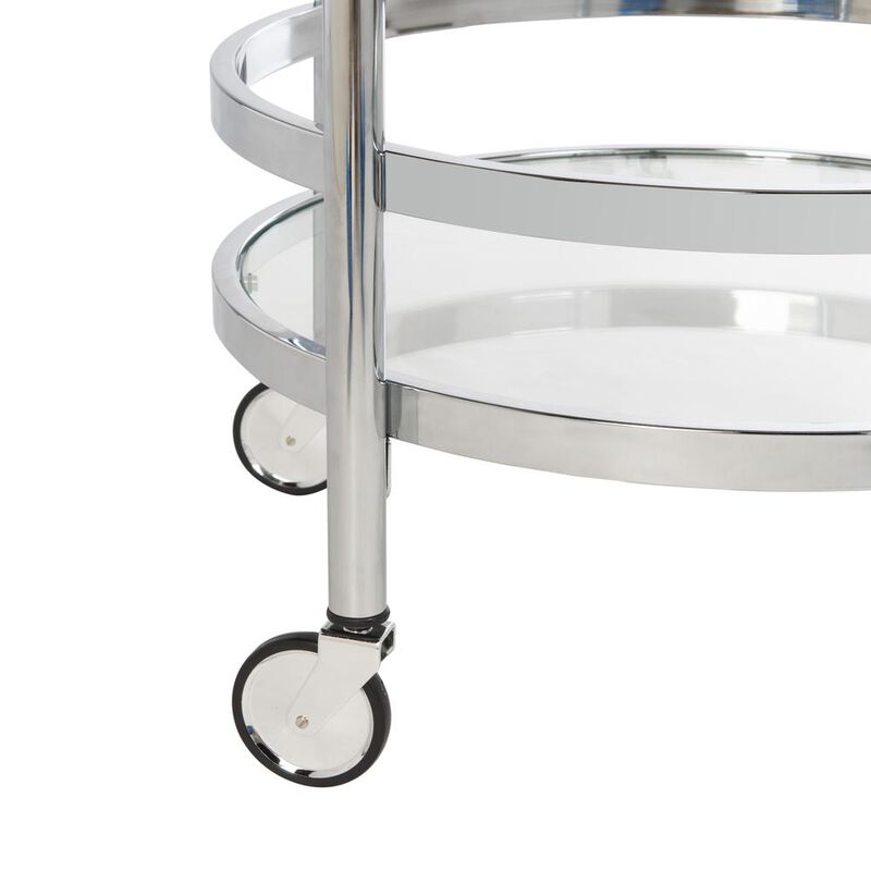 Safavieh Sienna 2 Tier Round Bar Cart, Chrome