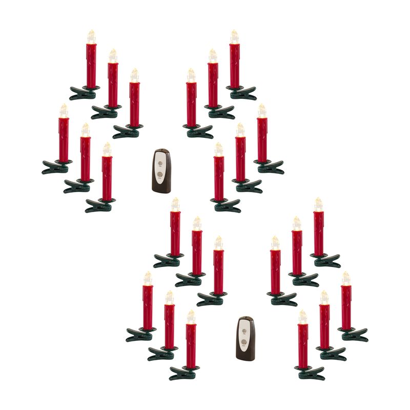 Set of 24 LED Clip-On Taper Candles for Festive Lighting and Holiday D&eacute;cor