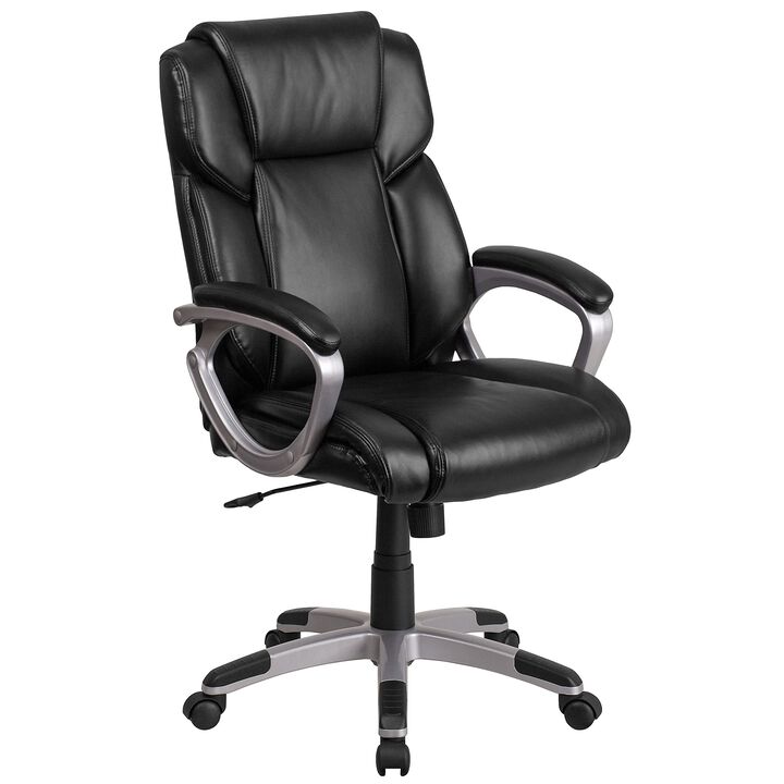 Flash Furniture Carolyn Mid-Back Black LeatherSoft Executive Swivel Office Chair with Padded Arms