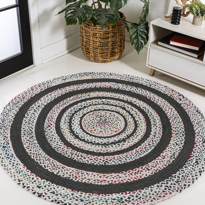 Abyss Braided Bohemian Coastal Jute Round Area Rug