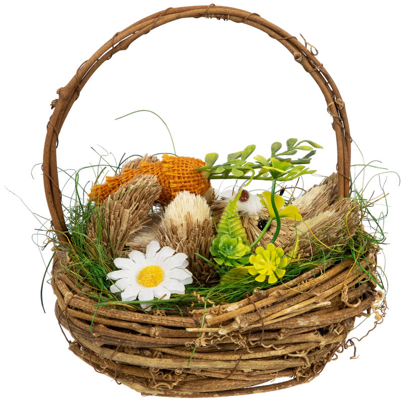 Bunny in Woven Basket Easter Decoration - 6.5"