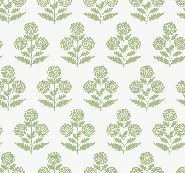 Souci Green Marigolds Wallpaper
