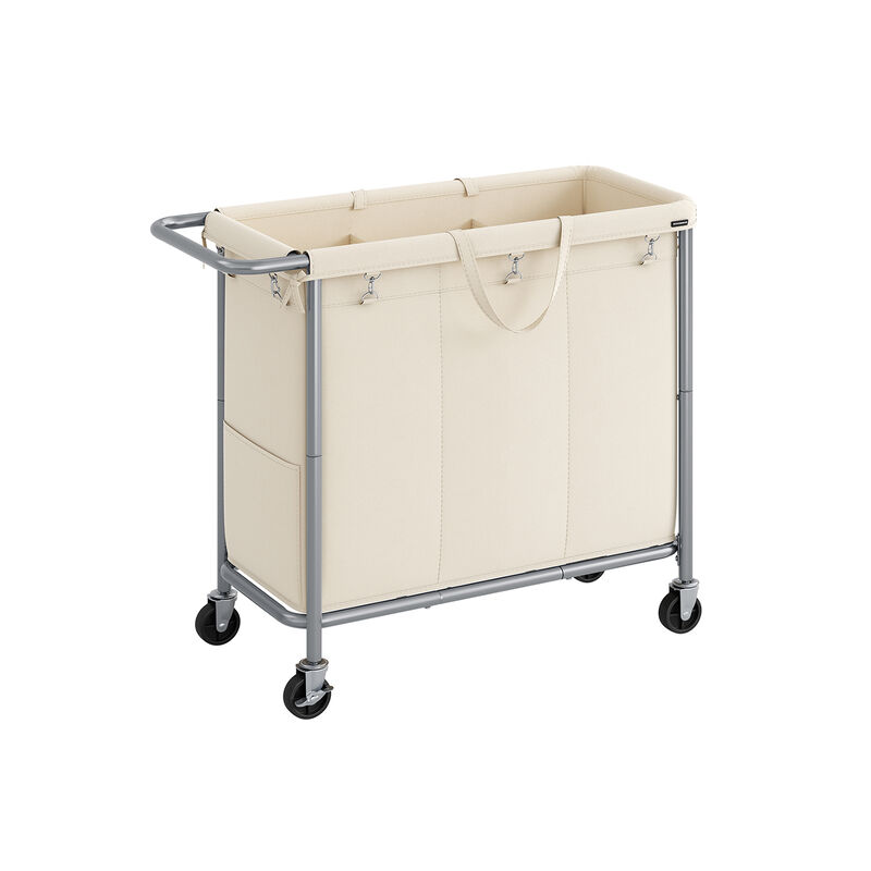 200L Laundry Sorter Cart &ndash; 3-Compartment Rolling Hamper with Removable Liners and Frame