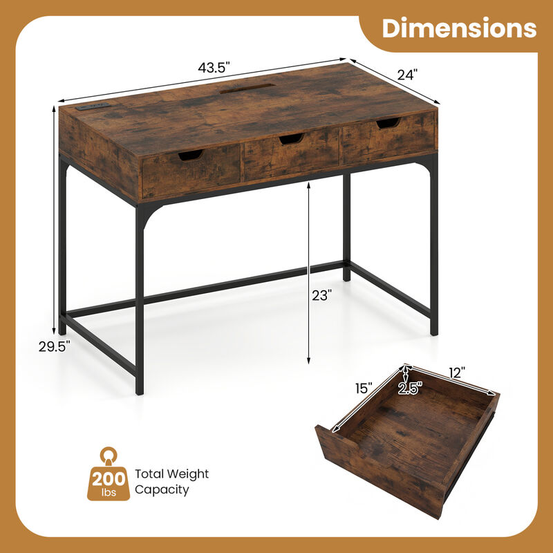 Home Office Desk with Power Outlets and Hidden Storage Compartment image number 2