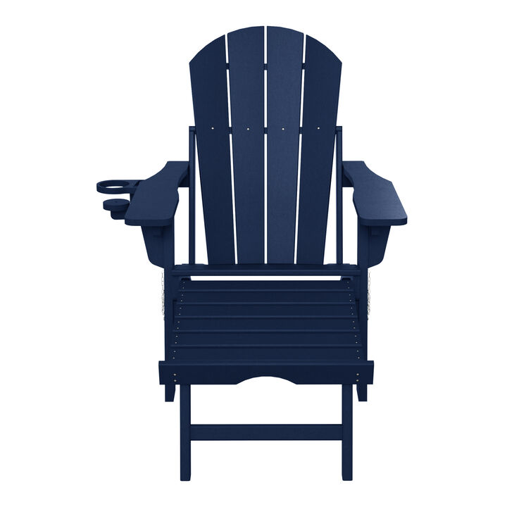 WestinTrends Folding Adjustable Adirondack Chair with Retractable Ottoman and Cup Holder