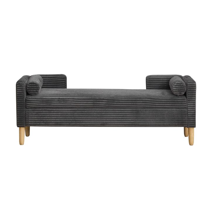 Merax Corduroy Storage Soft Bench with Armrests