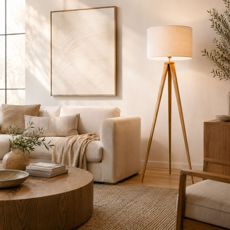 Romanza 60" modern Tripod Floor Lamp with Drum Shade image number 1