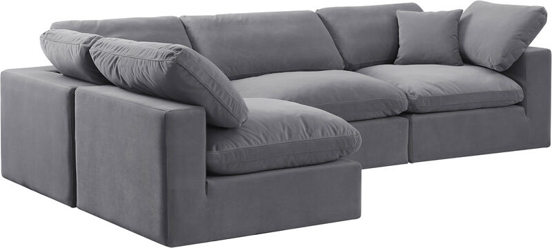 Meridian Furniture Comfy Grey Velvet Modular Sectional