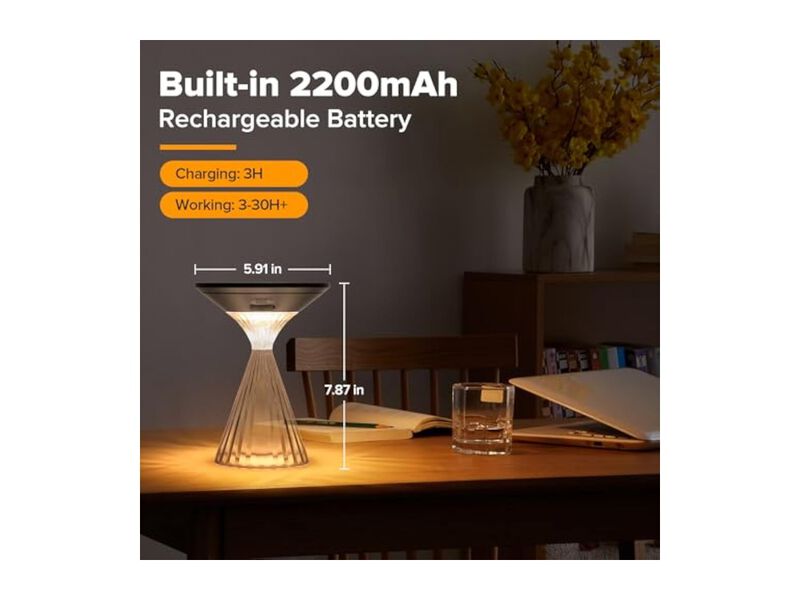 Rechargeable Cordless Waterproof Desk Lamp For Bedroom Desk Patio image number 3