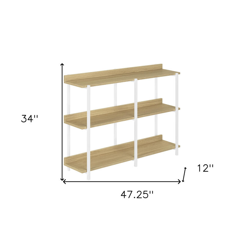 HomeRoots 47" Natural and White Wood and Metal Frame Console Table With Three Shelves image number 6