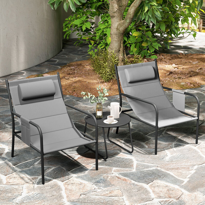 3-Piece Outdoor Bistro Set &ndash; Patio Metal Chairs and Coffee Table Set for Outdoor Dining