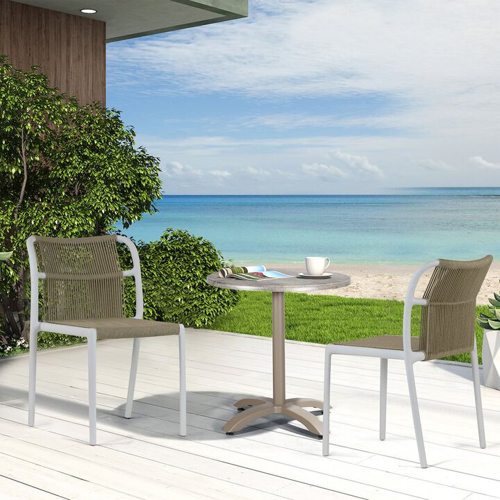 Glamour Home Set of 2 Belden Beige Woven Rope Fabric Dining Chair with Plastic Frame