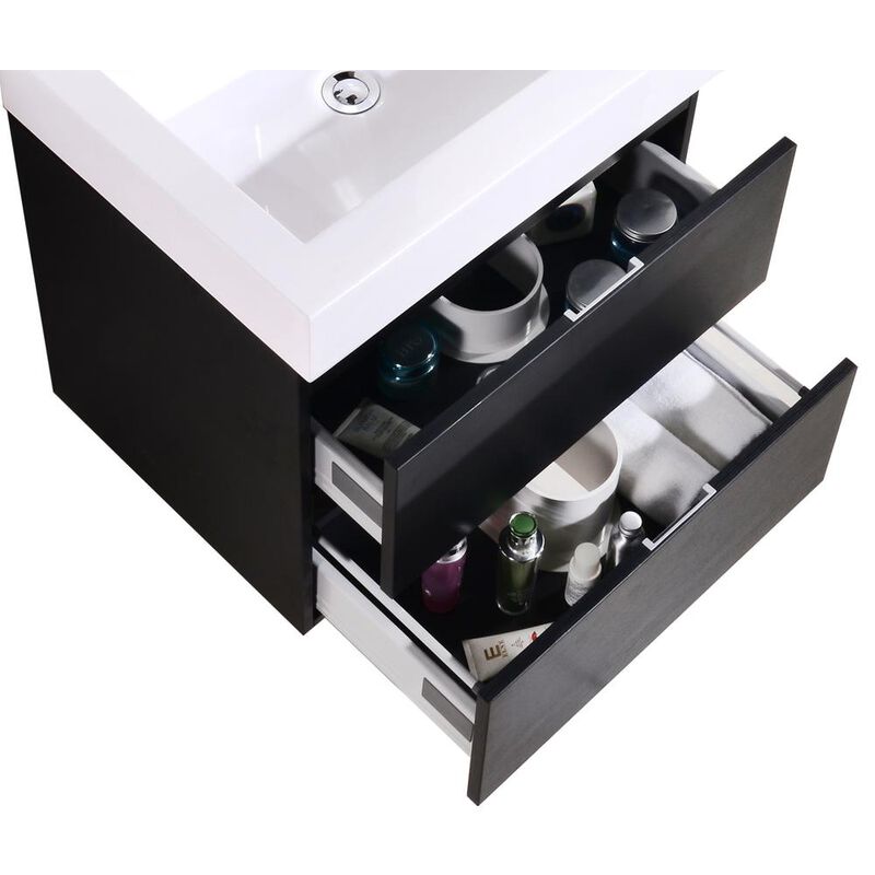 Kubebath Bliss 24 Black Wall Mount Modern Bathroom Vanity