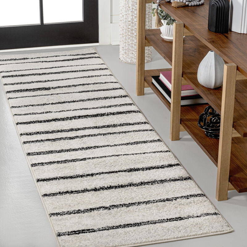 Williamsburg Minimalist Stripe Cream/Black 8 ft. x 10 ft. Area Rug
