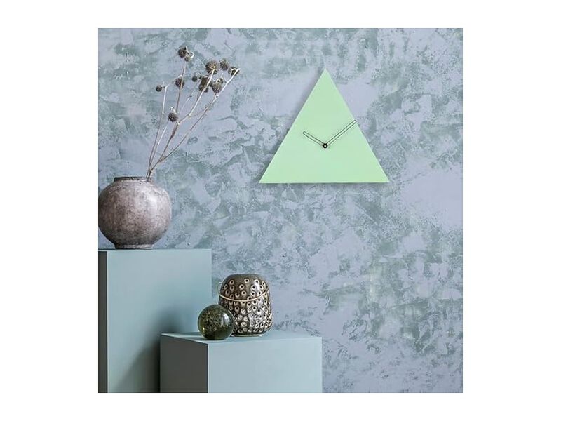 Triangle Mdf Wood Minimalist Green Pack Wall Clock 30 Cm Modern image number 1