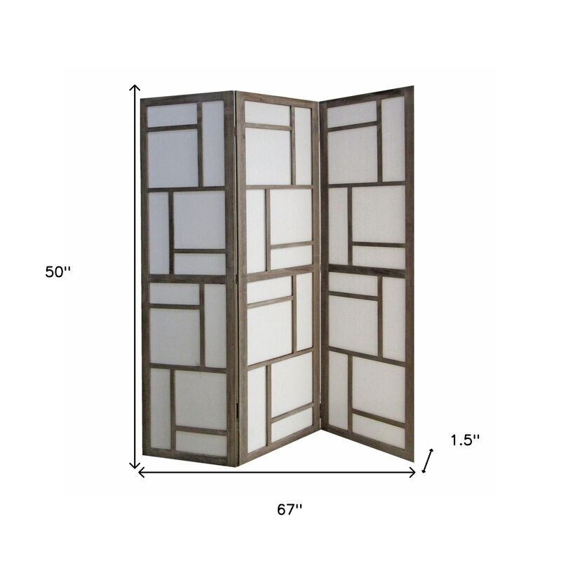 Wood and Fabric 3-Panel Screen Room Divider for Stylish Privacy and Space Separation