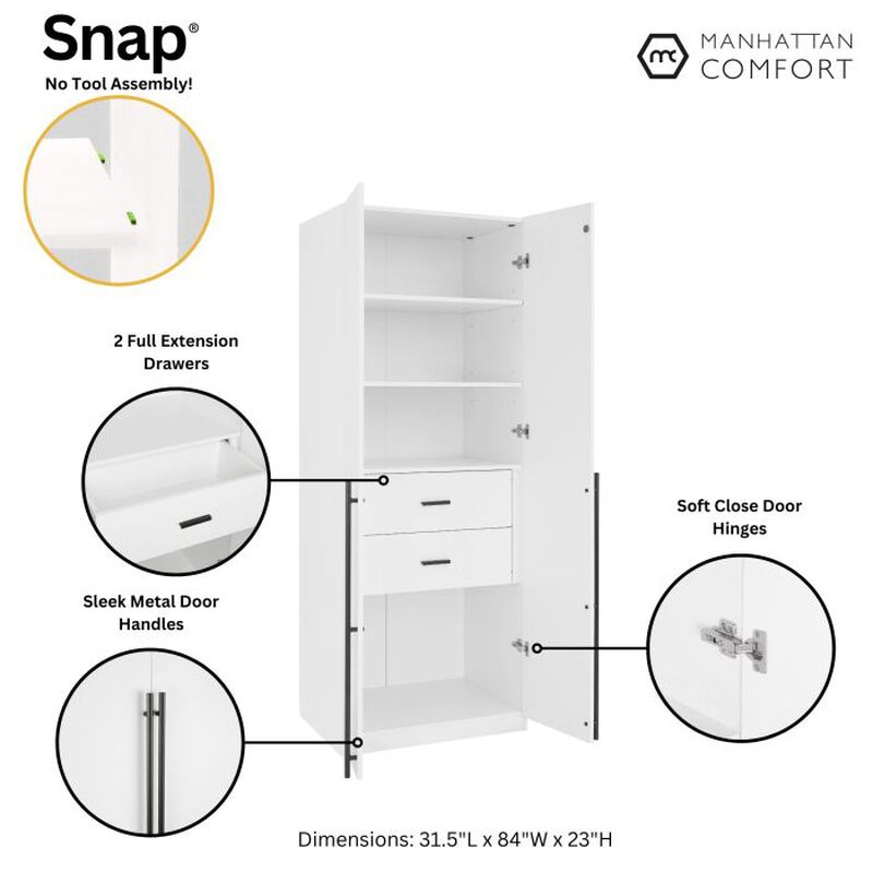 Lee Module Wardrobe in White (Set of 2)