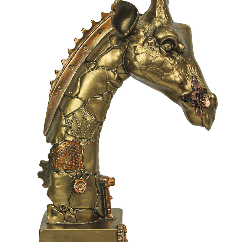Resin Bronze Finish Steampunk Giraffe Sculpture Home Decor Statue Figurine Art image number 3