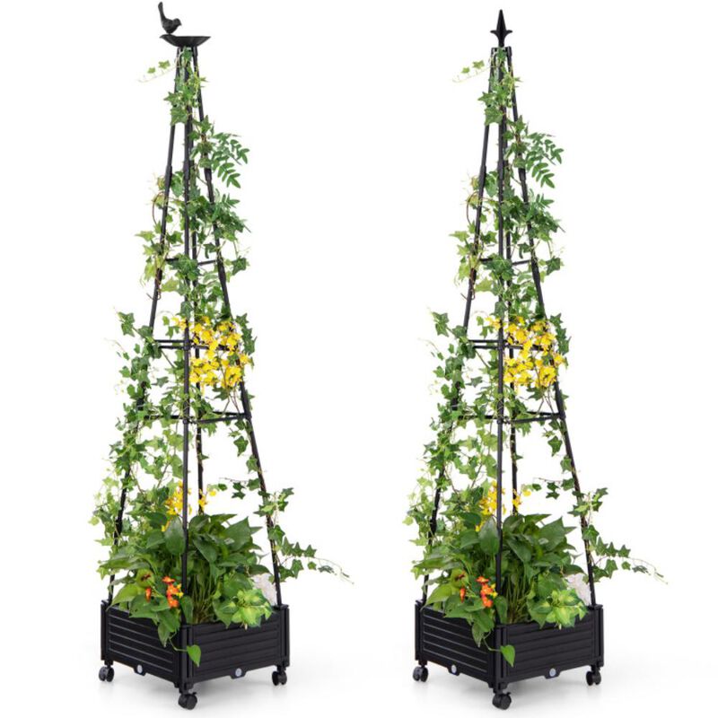 Hivvago Garden Obelisk Trellis with Self-Drainage System for Climbing Plants