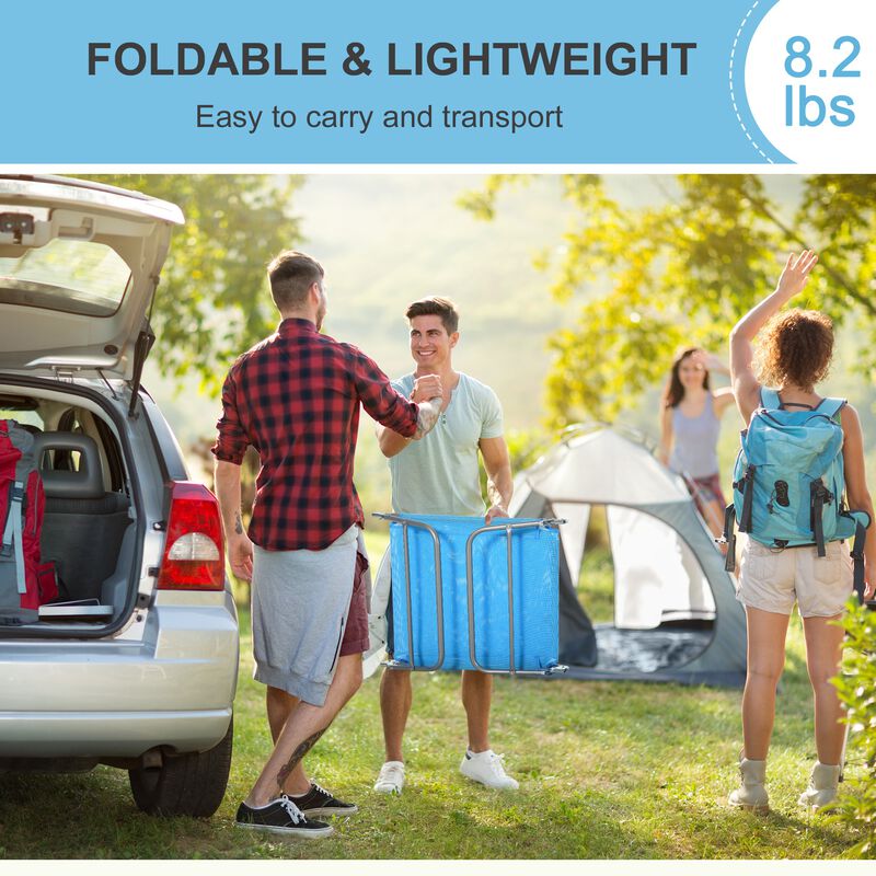 Breathable Beach Chair: Blue Portable Folding Sun Seat with Adjustable Back