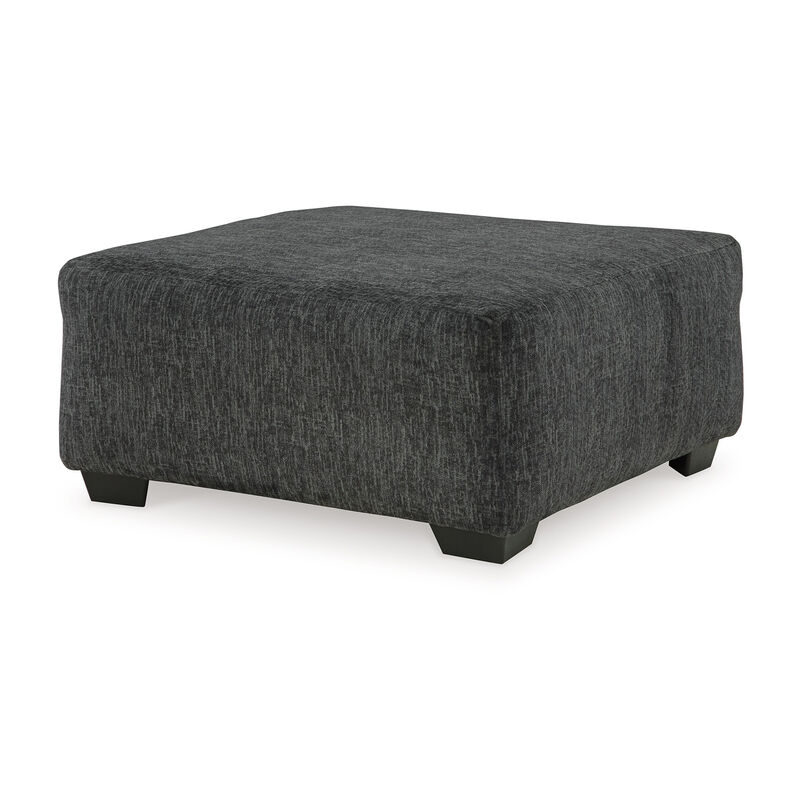 Accent Ottoman, 40 Inch Square Top, Modern Style Dark Gray Polyester