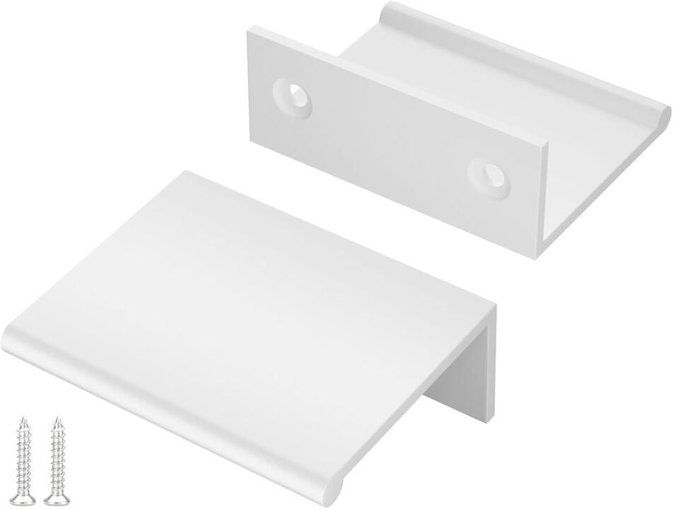 Peaha 10 Pack Kitchen Cabinet Handles 1-5/16 inch White Pulls for Dresser Drawers Door Edge Finger Pull Hardware