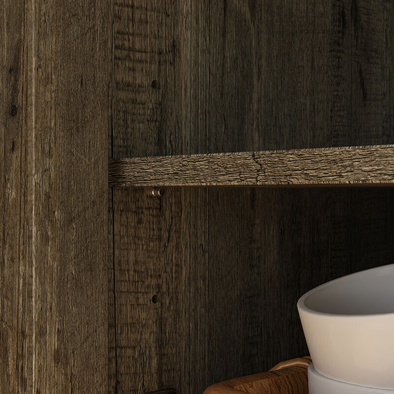 FUFU&GAGA Modern Sideboard Storage Cabinet with 4 Doors & Open Shelves, Antique Bronze Handles, Adjustable Shelves, Elevated Base, (53.7 in. W x 15.1 in. D x 70.9 in. H), Gray